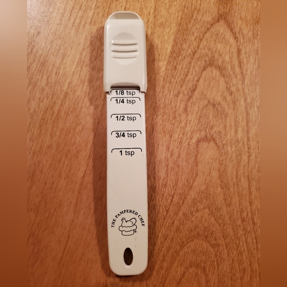 Vintage THE PAMPERED CHEF White ADJUSTABLE Measuring SPOONS 1 tsp to 1 TBSP - Picture 1 of 7